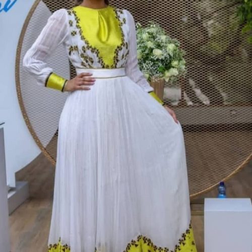 Adey Print on Menen Habesha Dress