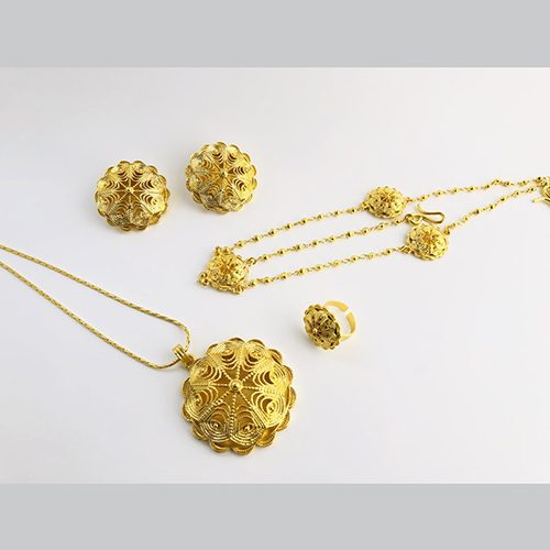 Gold plated chain Ring Pendant set