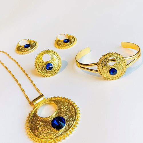 Gold plated chain Ring Bracelet Set