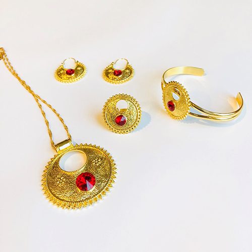 Gold plated chain earring Bracelet Set