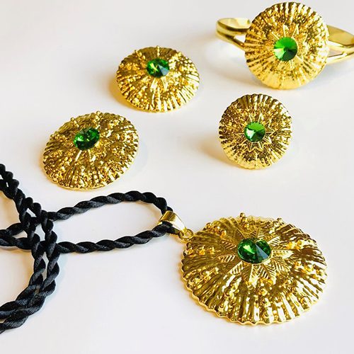 Green Pendant ring bracelet set