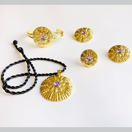 Lila Purple Ring Pendant set