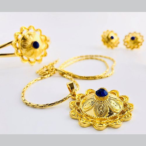 Dahlak Blue Chain ring bracelet set