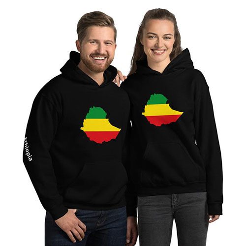 Ethiopian flag map unisex hoodie