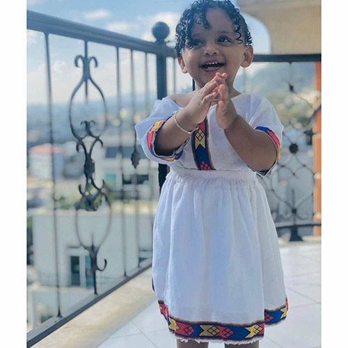 Cute Off Shoulder, Two Piece Ethiopian Girls Habesha Dress