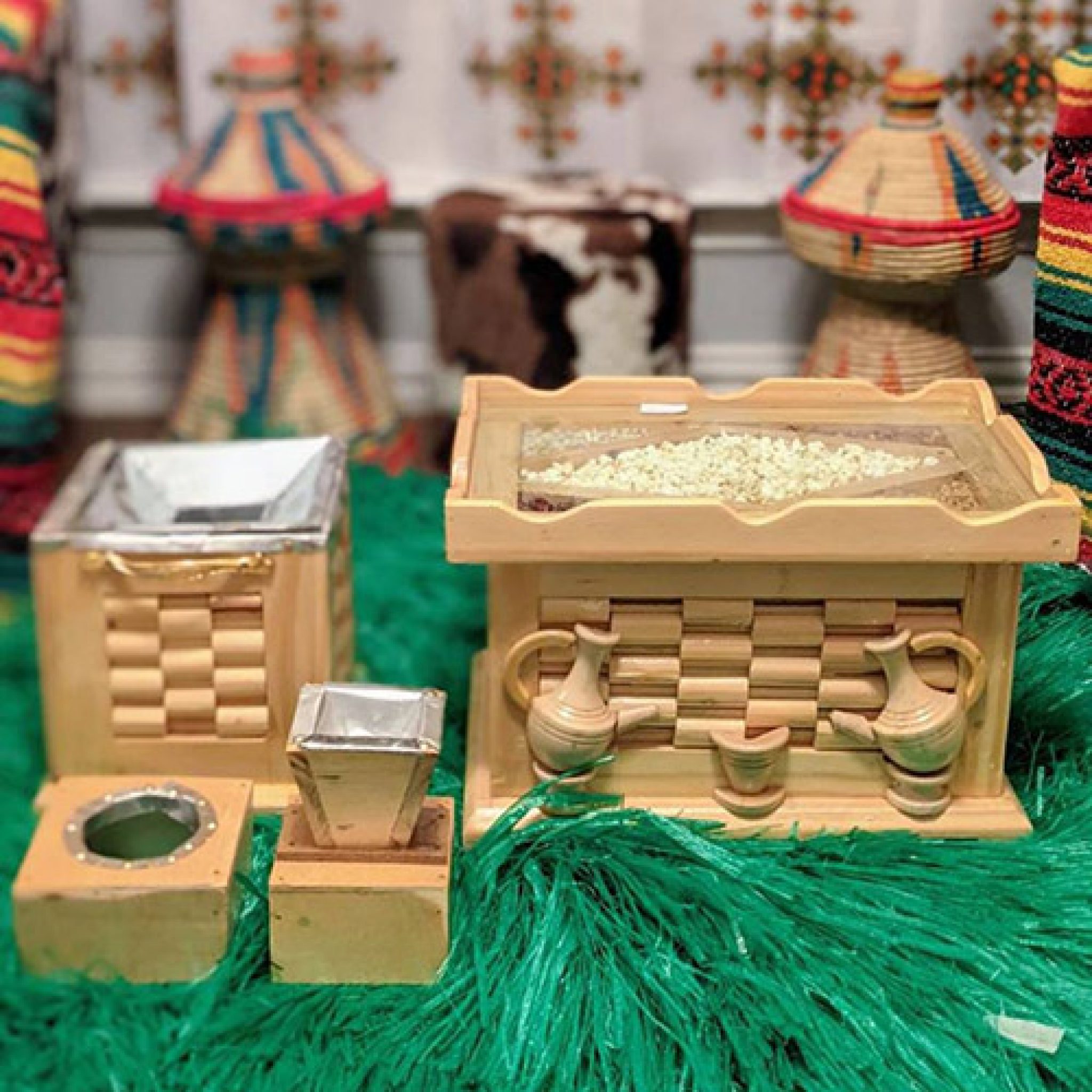 Natural wood color Hand Carved Ethiopian Eritrean Rekebot Cultural