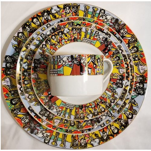 Ethiopian Eritrean Dinner Plate Set Queen Sheba Design GLOSS FINISH