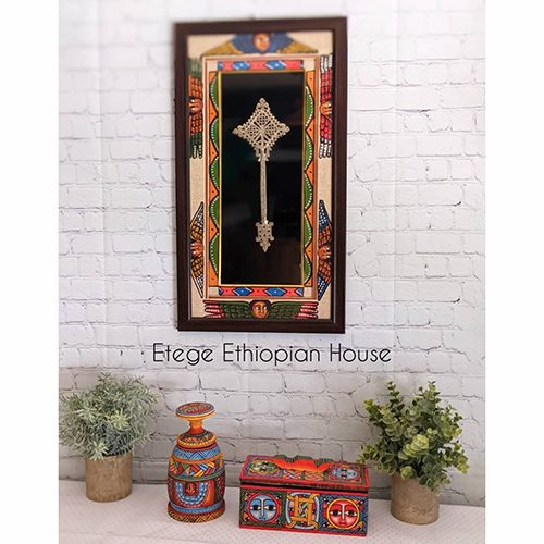Ethiopian Eritrean Framed Hand Carved Cross Wall Art