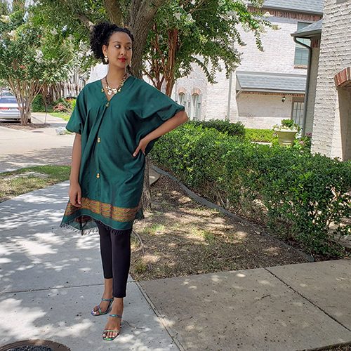 Forest Green Saba Material Tunic Top
