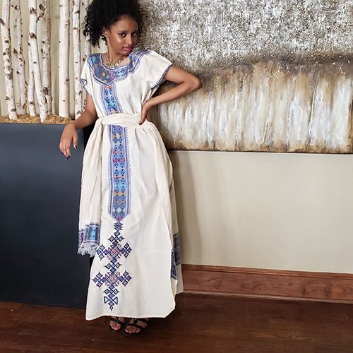 Aqua Diamond Cotton Coffee Dress