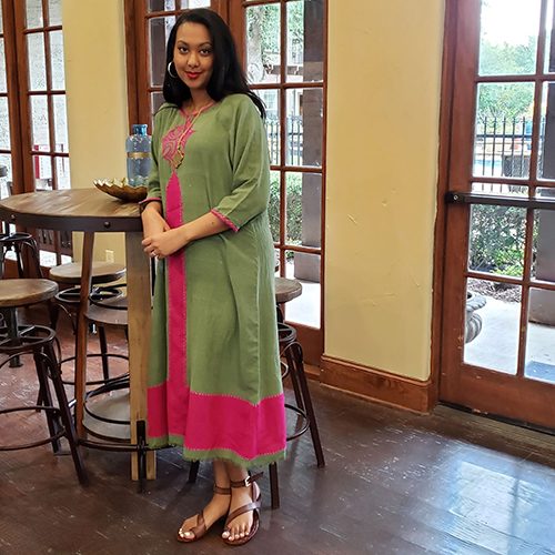 Green And Pink Ethiopian Dress