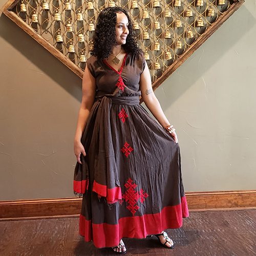 Brown Ethiopian Traditional Dress