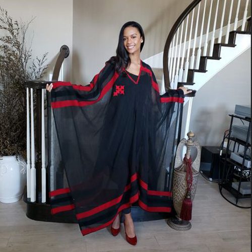 DE35 Sheer Black and Red Menen Top