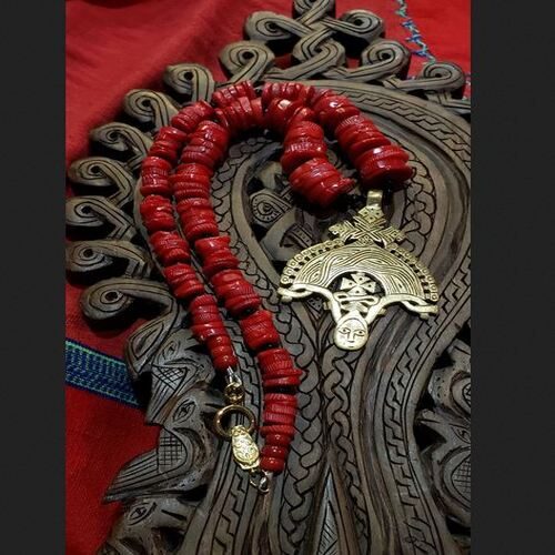 cross coral necklace