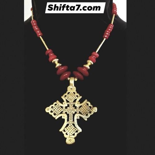 DE 4 Ethiopian Coptic cross coral necklace