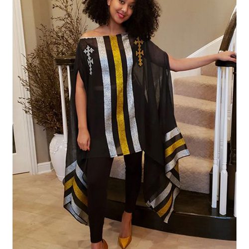 Black gold and silver Menen Dress