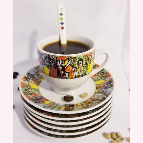 18 PCS Ethiopian Traditional Coffee Cups set Queen of Sheba Design
