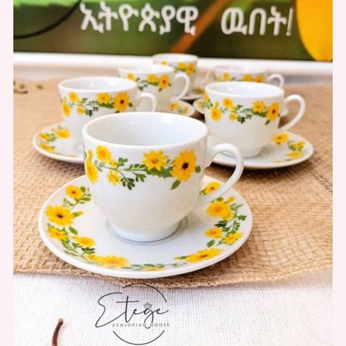 18 Pcs Ethiopian Traditional Coffee Cups Set