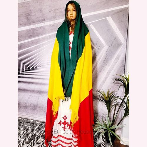 Ethiopian Flag Knitted Extra long Blanket Scarf
