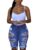 Women’s Ripped Denim Destroyed Shorts Jeans