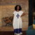 Shifta7-J42 Ethiopian Blue on White Coffee Dress