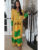 Shifta7 – DE83 Green on Yellow Ethiopian Cotton Maxi Dress